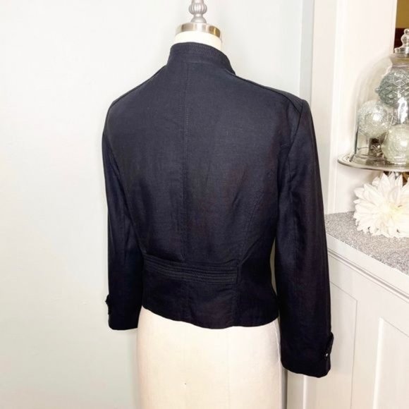 White House Black Market Cropped Linen Blazer Jacket 8 Medium - Picture 8 of 11